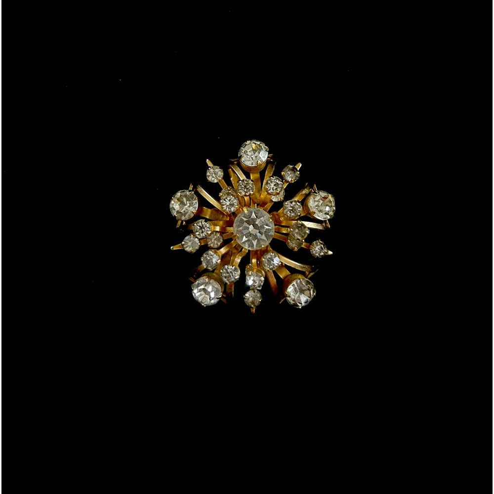 Vintage rhinestone and gold brooch